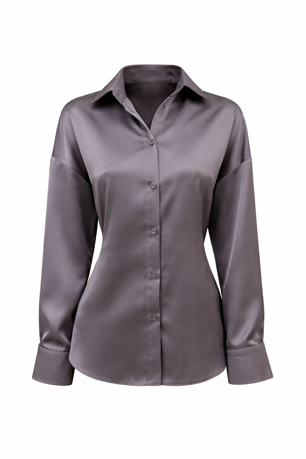 Natural Satin Shirt Silk Gray