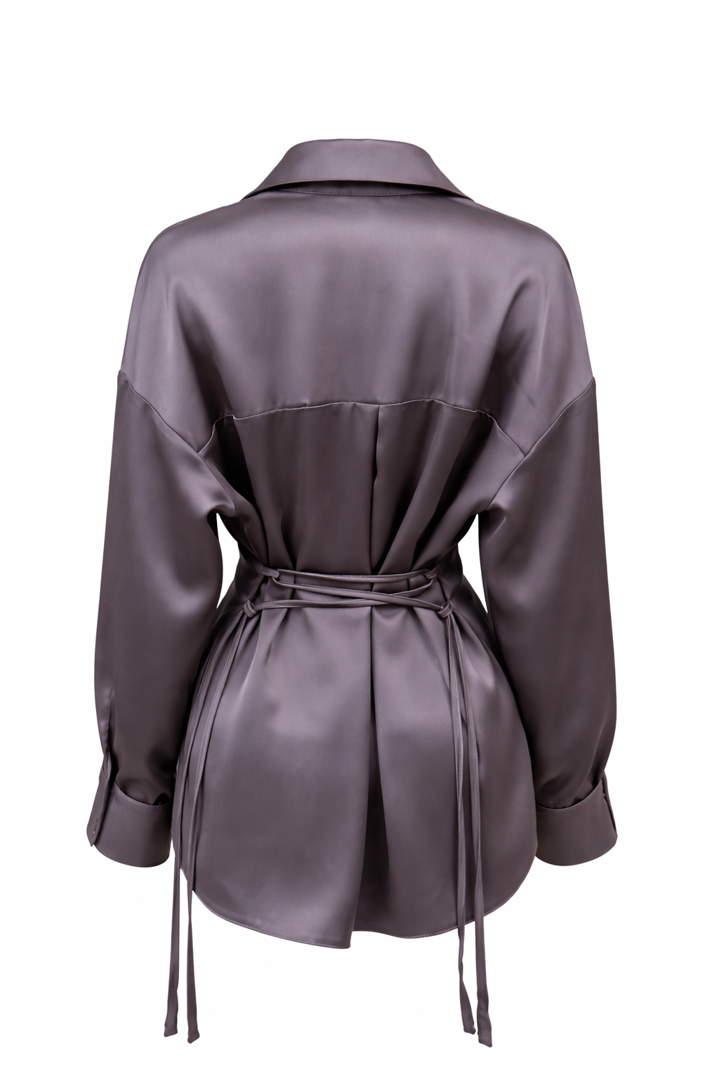 Natural Satin Shirt Silk Gray