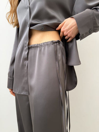 Natural Satin Pants Silk Gray