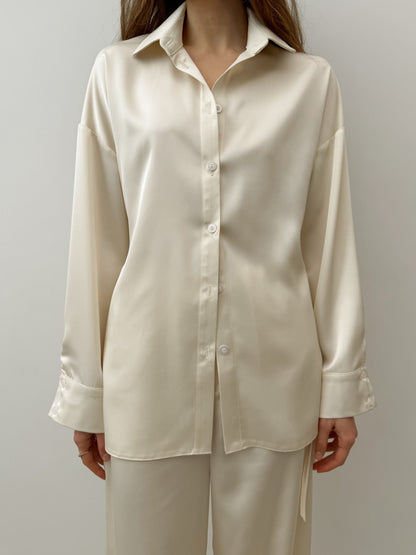 Natural Satin Shirt Silk Vanilla