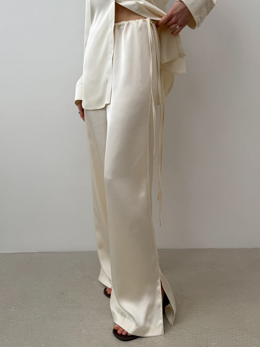 Natural Satin Pants Silk Vanilla