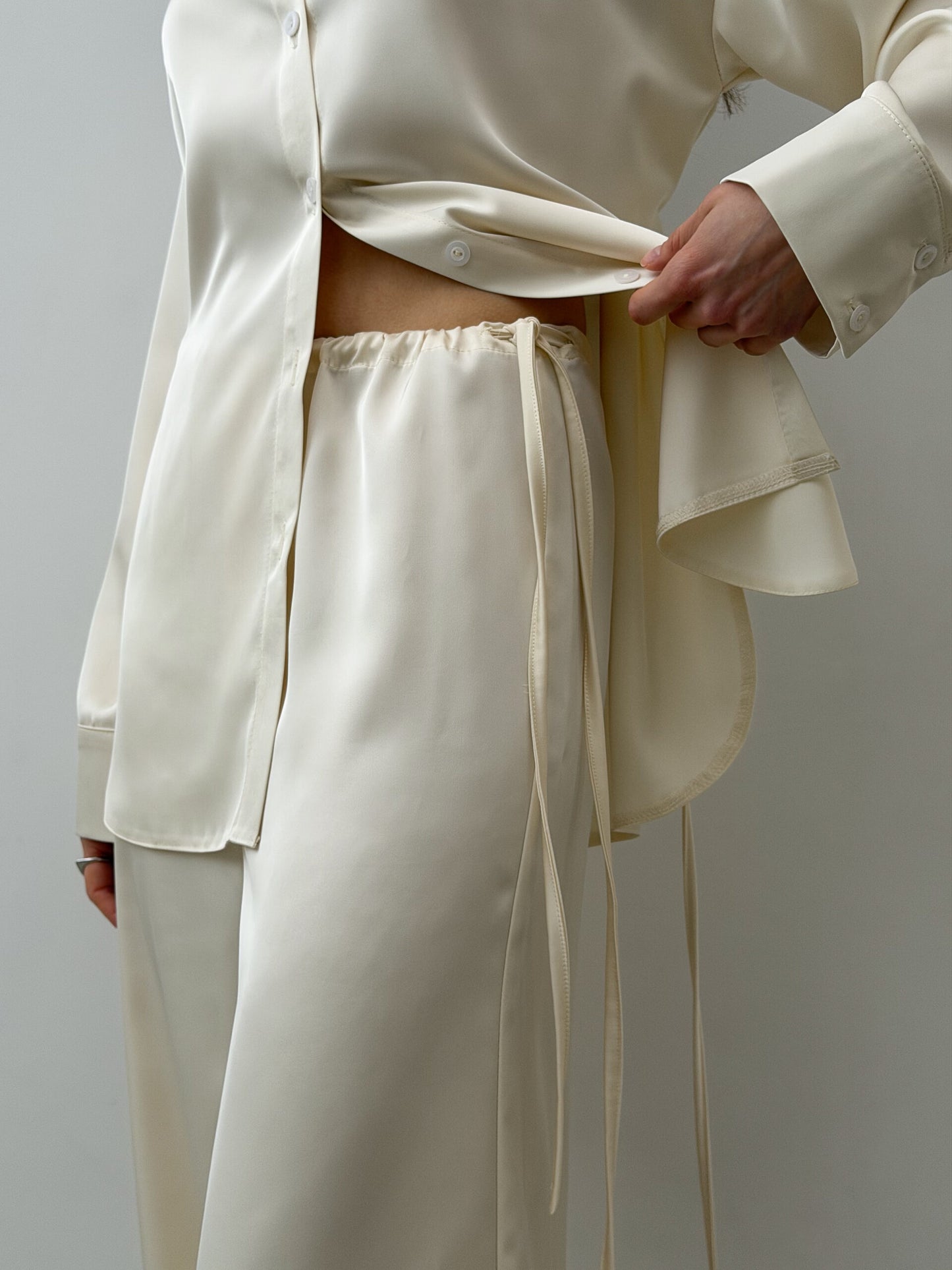 Natural Satin Pants Silk Vanilla