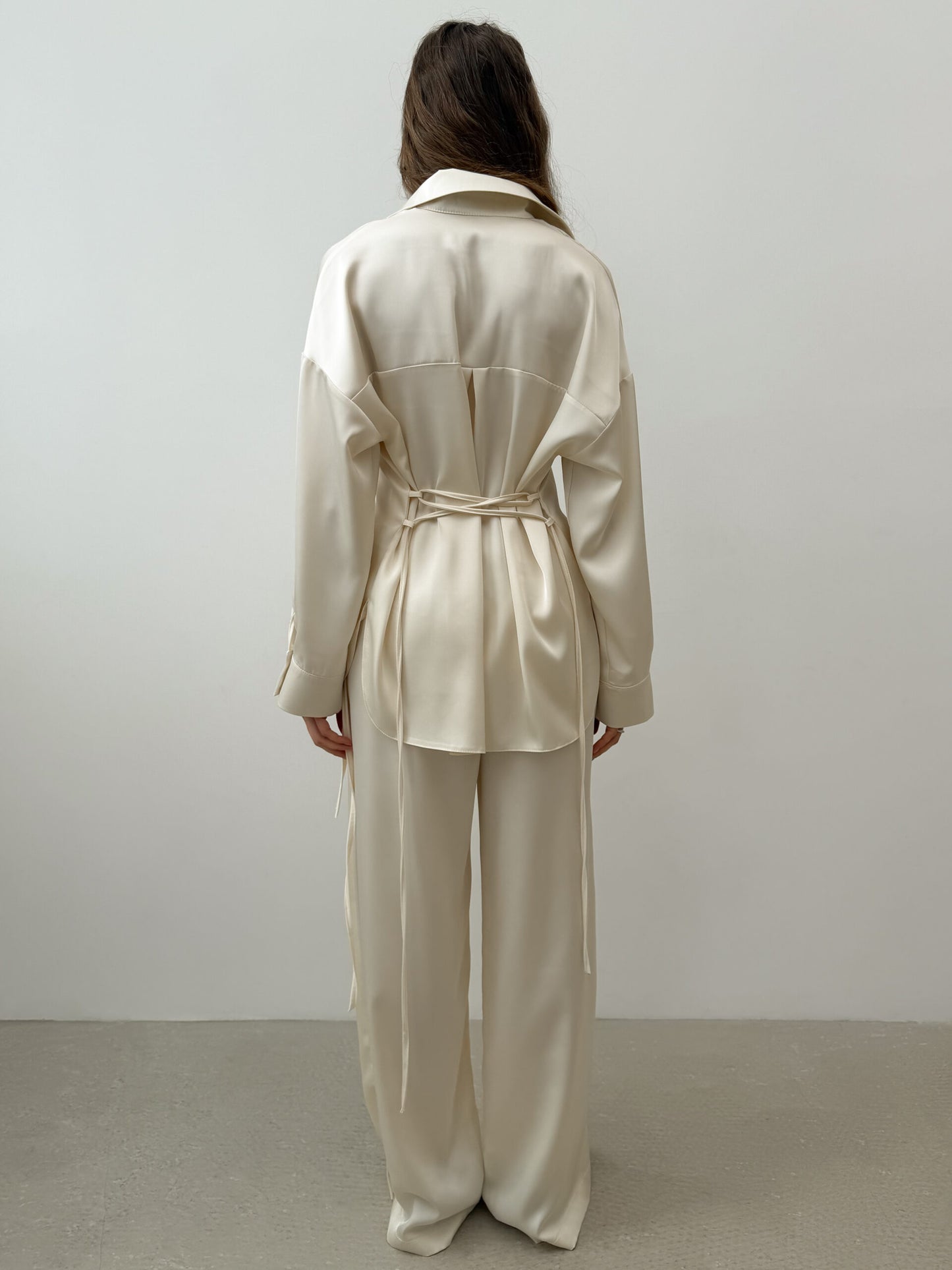 Natural Satin Shirt Silk Vanilla