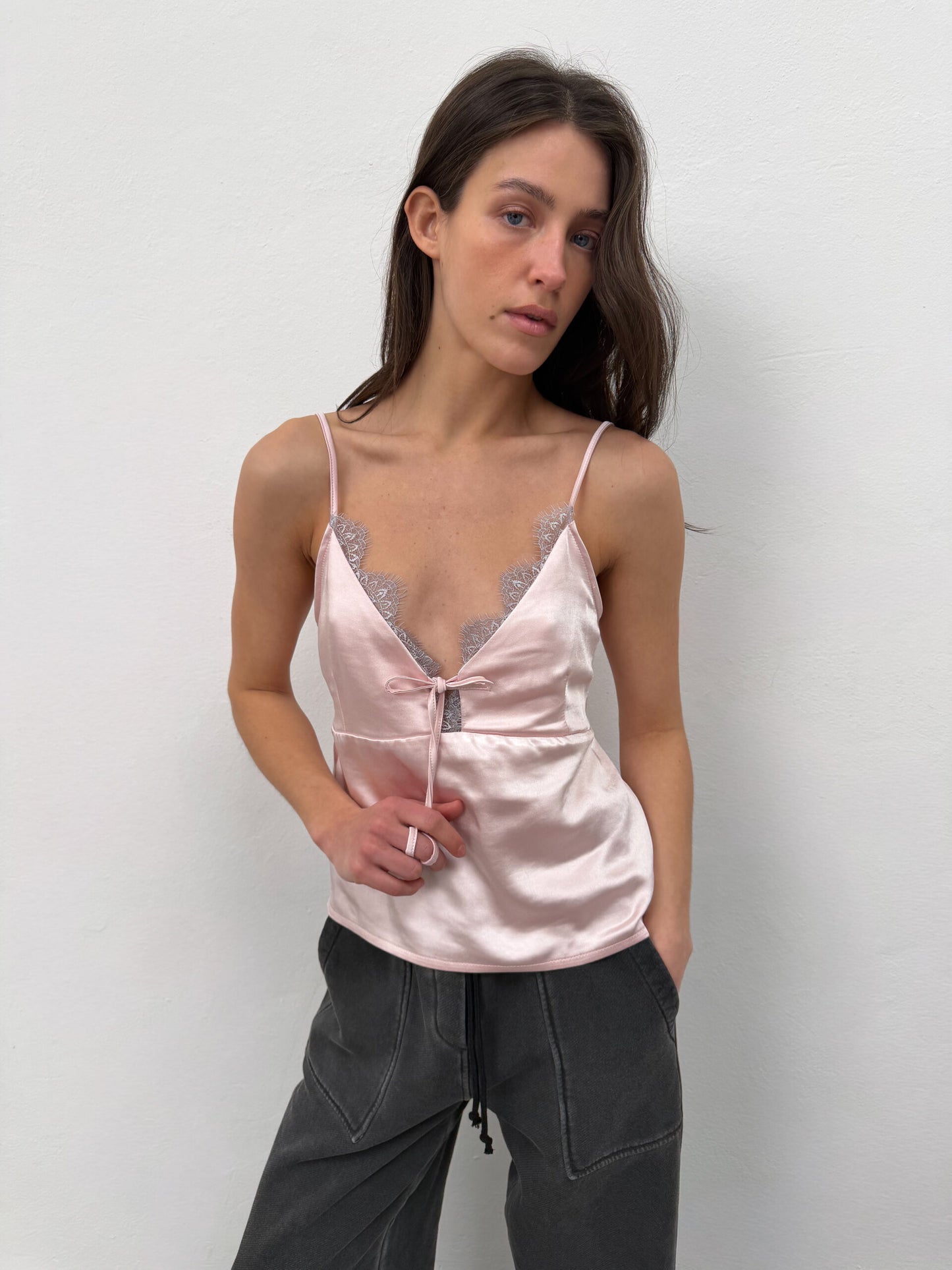 Satin Top with Lace Glow
