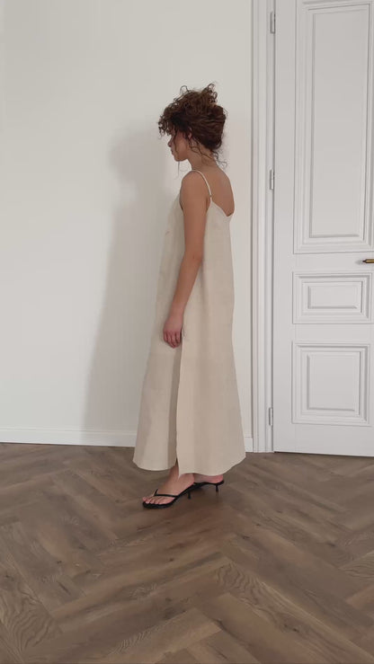Linen Dress Symbols with Embroidery Wheat