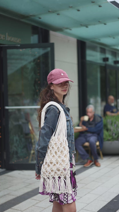 Woven Bag with Knotting - Beige